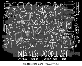 Hand drawn Sketch doodle vector business element icon set on Chalkboard