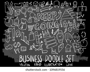 Hand drawn Sketch doodle vector business element icon set on Chalkboard
