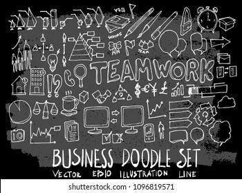 Hand drawn Sketch doodle vector business element icon set on Chalkboard