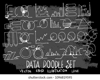 Hand drawn Sketch doodle vector data element icon set on Chalkboard