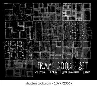 Hand drawn Sketch doodle vector Frame set on Chalkboard