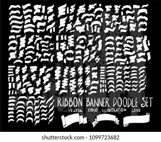 Hand drawn Sketch doodle vector Ribbon set on Chalkboard