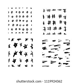 Hand drawn Sketch doodle vector line pattern seamless set
