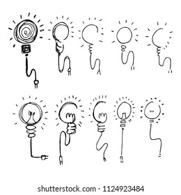 Hand drawn Sketch doodle vector line Idea icon element set