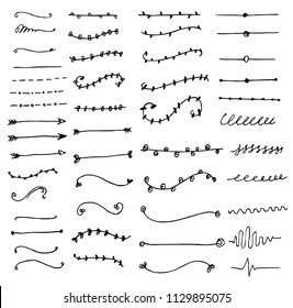 Hand drawn Sketch doodle vector line Border element set