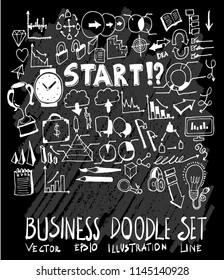Hand drawn Sketch doodle vector Business set on Chalkboard