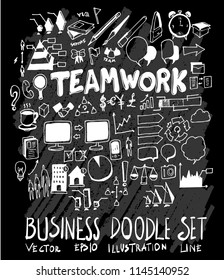 Hand drawn Sketch doodle vector Business set on Chalkboard