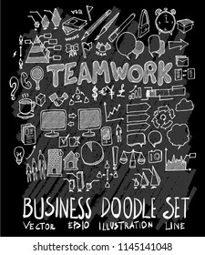 Hand drawn Sketch doodle vector Business set on Chalkboard