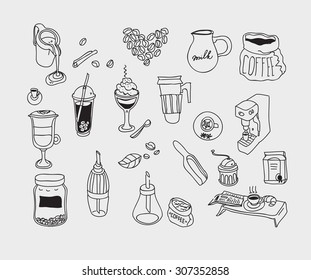 Hand drawn sketch doodle vintage simple coffee theme