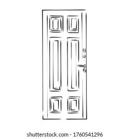 Esbozo dibujado a mano de una puerta. ilustración de puerta, esbozo vectorial