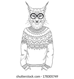 Sketch Smiling Alpaca Black Lines Happy Stock Illustration 1080964139 ...