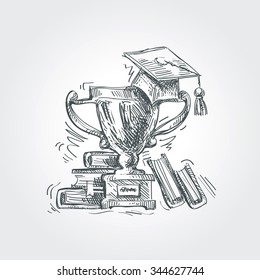 Hand Drawn Sketch Education, School. Vector Illustration