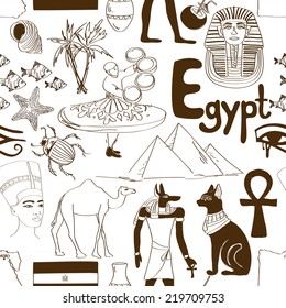 Hand drawn sketch Egypt seamless pattern