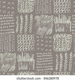 Hand drawn sketch elements. Seamless pattern.