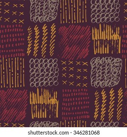 Hand drawn sketch elements. Seamless pattern.