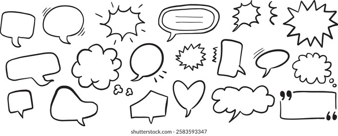 Hand drawn sketch elements speech bubble