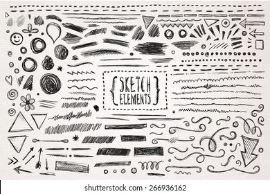 Hand drawn sketch hand drawn elements. Vector illustration. - Shutterstock ID 266936162