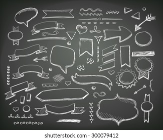 Hand drawn sketch hand drawn elements.  Vector chalkboard illustration.