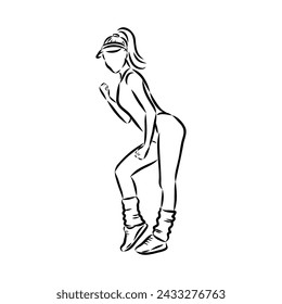 Hand drawn sketch of an exercising woman. Vector illustration.