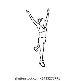 Hand drawn sketch of an exercising woman. Vector illustration.