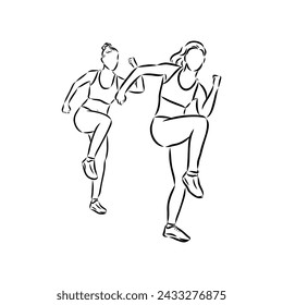 Hand drawn sketch of an exercising woman. Vector illustration.