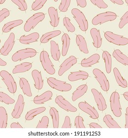 hand drawn sketch feather seamless pattern