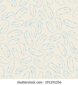 hand drawn sketch feather seamless pattern