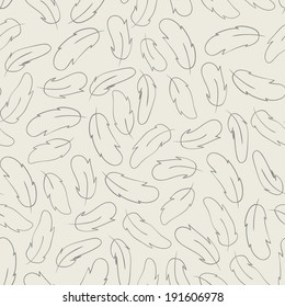 hand drawn sketch feather seamless pattern