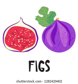 hand drawn sketch Figs isolated on white background. Vector vegan illustration flat style