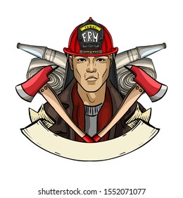 Hand drawn sketch fireman icon