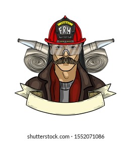 Hand drawn sketch fireman icon