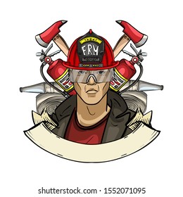 Hand drawn sketch fireman icon