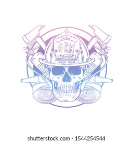 Hand drawn sketch fireman skull