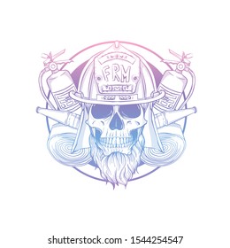 Hand drawn sketch fireman skull