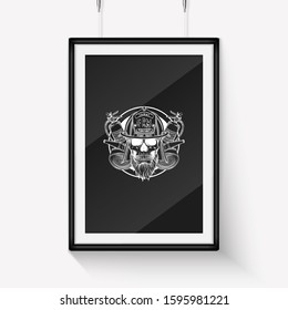 Hand drawn sketch fireman skull