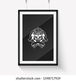 Hand drawn sketch fireman skull