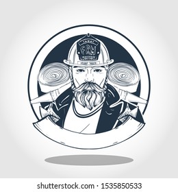 Hand drawn sketch fireman. Vector illustration