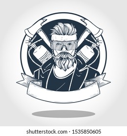 Hand drawn sketch fireman. Vector illustration
