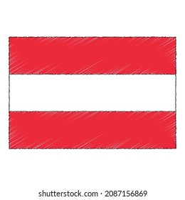 Bandera de boceto dibujada a mano de Austria. icono de vector de estilo de doodle