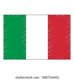 Hand drawn sketch flag of Italy. doodle style vector icon