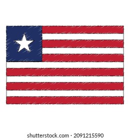 Hand drawn sketch flag of Liberia. doodle style vector icon