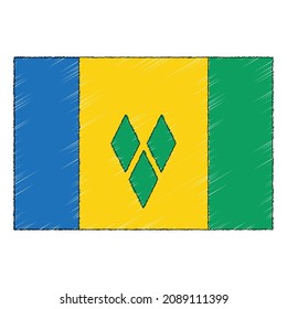 Bandera de dibujo a mano de San Vicente. icono de vector de estilo de doodle