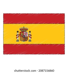 Hand drawn sketch flag of Spain. doodle style vector icon