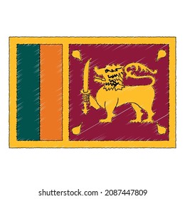 Hand drawn sketch flag of Sri Lanka. Doodle style vector icon