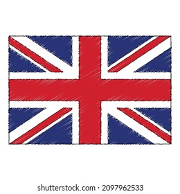 Hand drawn sketch flag of United Kingdom. doodle style vector icon