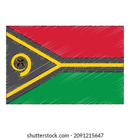 Hand drawn sketch flag of Vanuatu. doodle style vector icon