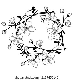 hand drawn sketch floral wreath