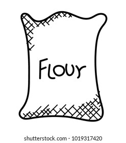 
Hand drawn sketch of flour sack, doodle icon
