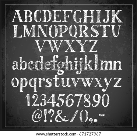 Hand drawn sketch font on blackboard background