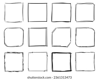 Hand drawn sketch frame vector. Simple doodle rectangle frame border shape